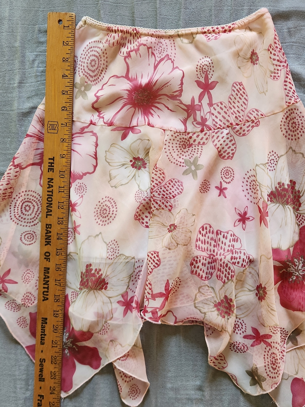 Fairy Pink Floral Handkerchief Hem Skirt Pink Flower Faerie Faery Y2K Romantic - Picture 5 of 6
